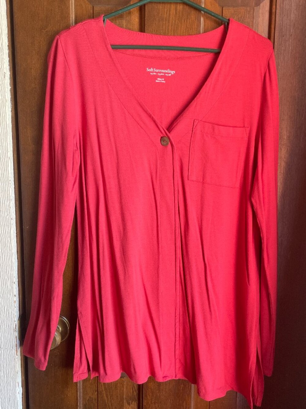 Soft Surroundings Missy Medium Pink Button Front Top | Flowy Knit Blouse